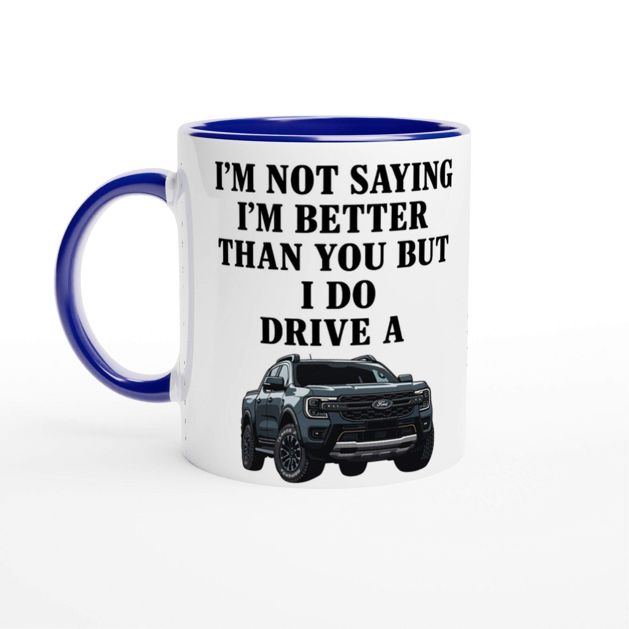 Personalized Ford Ranger Wildtrak Mug - Custom Offroad Car Lover Gift | 11oz Ceramic - Colorful Design Ceramic Blue