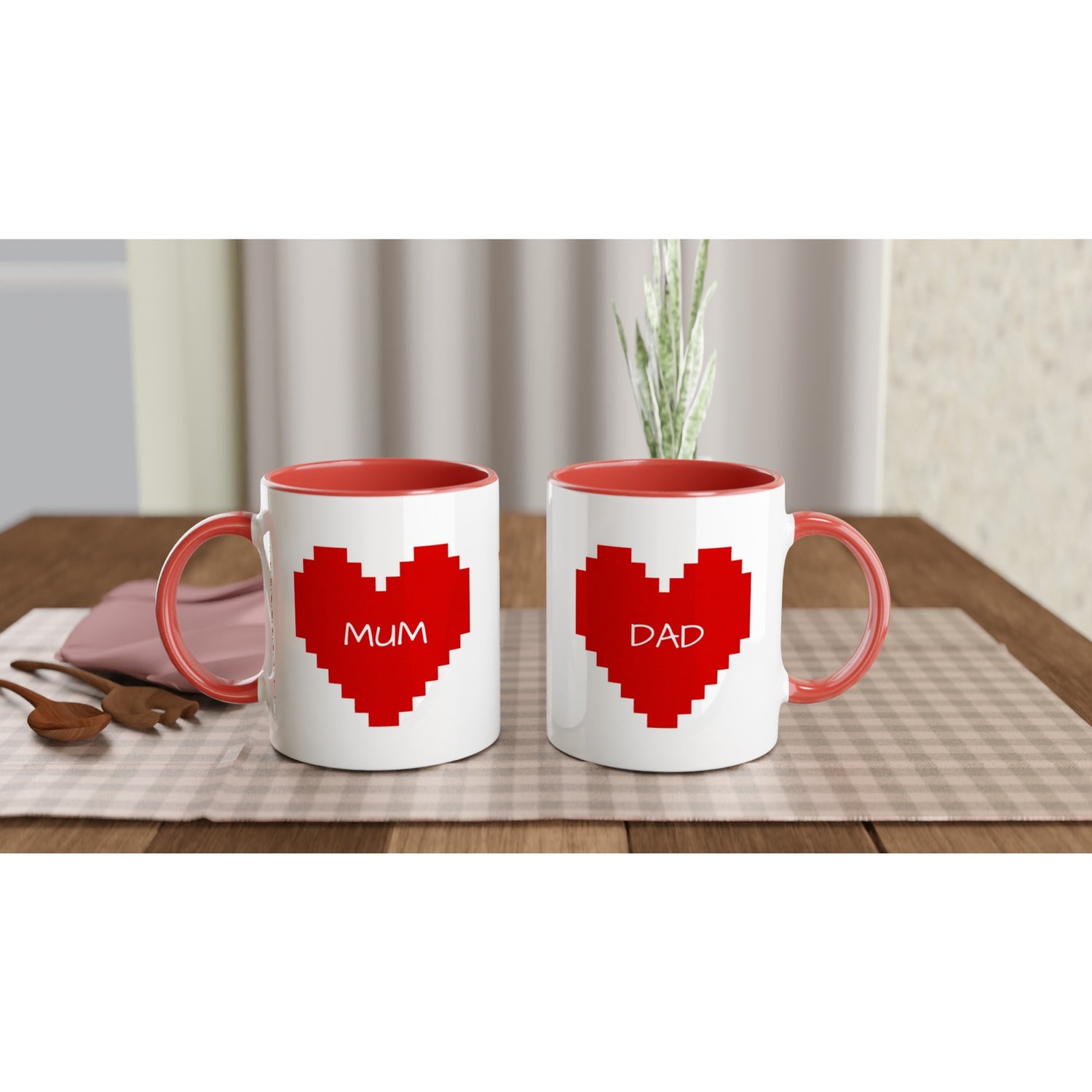 Custom Pixel Heart Mug – Retro Gamer Coffee Cup, 11oz Personalized Mug, 8-Bit Valentine Gift for Him or Her