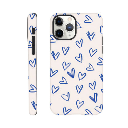Blue Hearts Phone Case - Cute Minimalist Pattern for iPhone &amp; Samsung | Romantic Design Protection iPhone 11 Pro