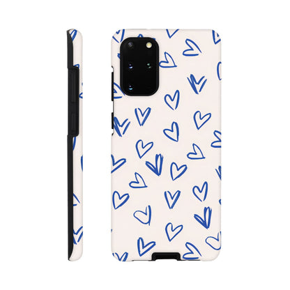 Blue Hearts Phone Case - Cute Minimalist Pattern for iPhone &amp; Samsung | Romantic Design Protection Galaxy S20 Plus