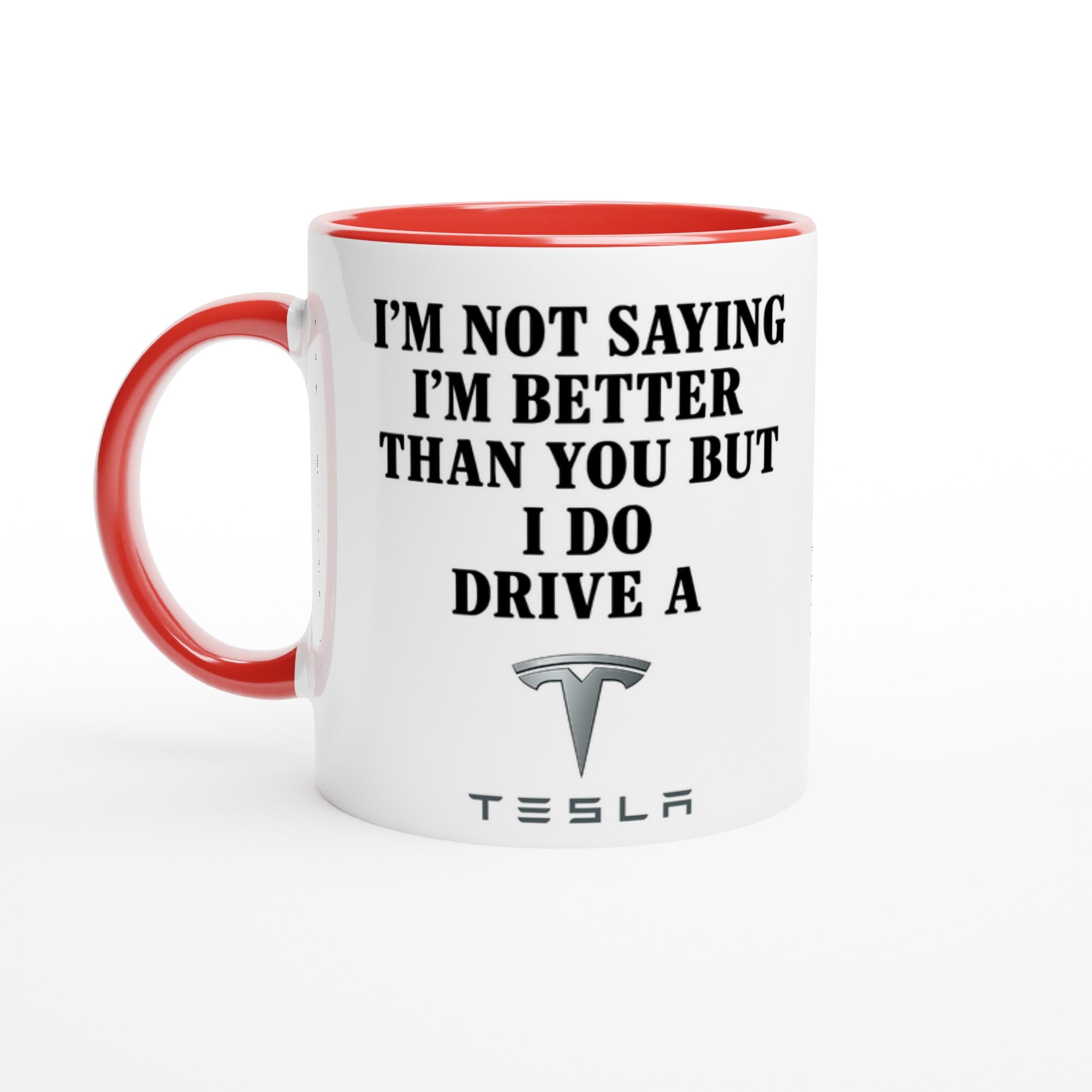 Personalized Tesla Mug - Custom Car Lover Gift - 11oz Ceramic Coffee Cup Ceramic Red