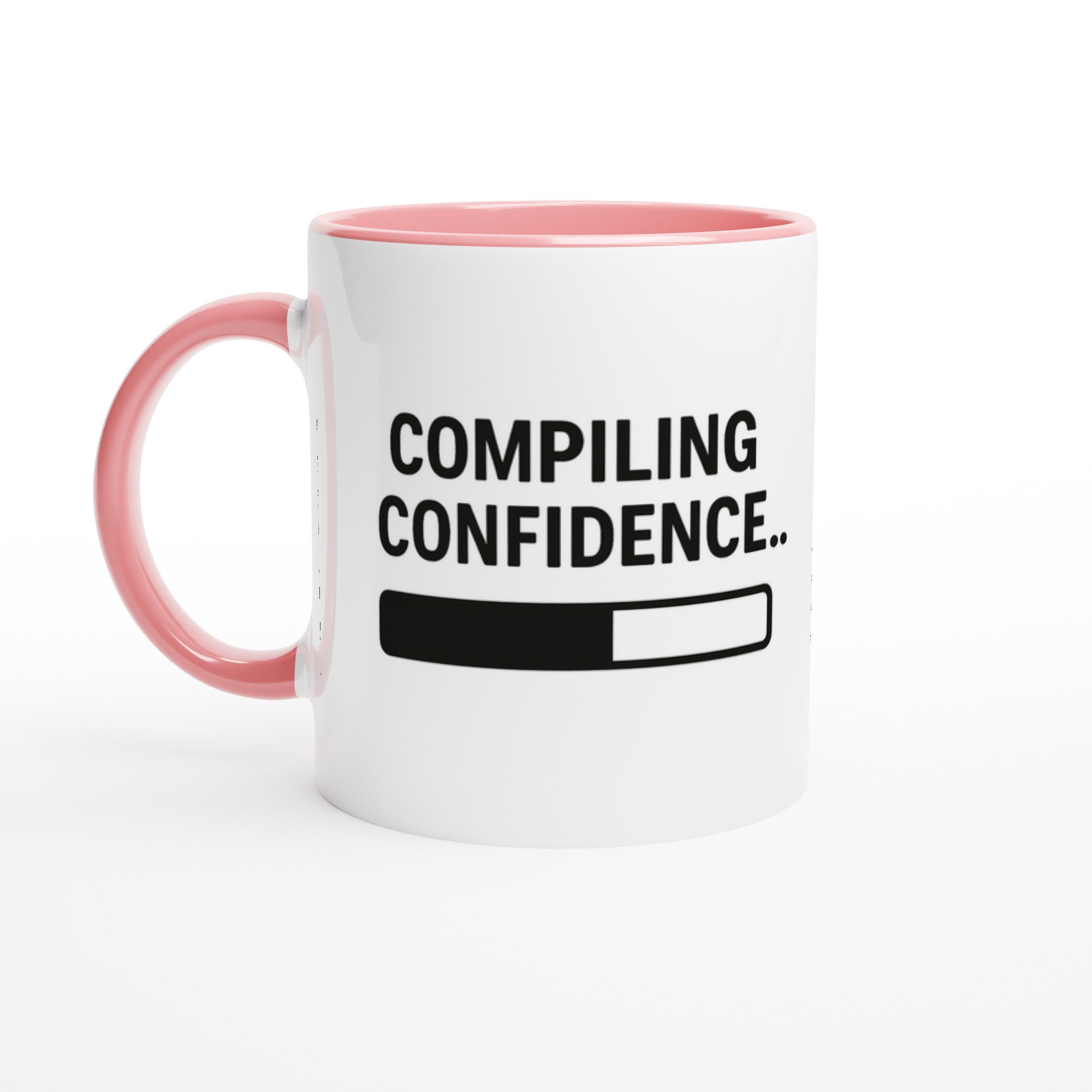 Compiling Confidence Mug - Fun Gift for Young Coders &amp; Tech Wizards - Dishwasher Safe Ceramic 11oz Ceramic Pink
