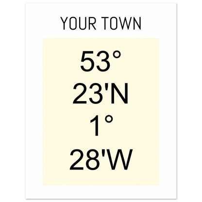 Personalized Map or Custom Location Coordinates Poster Print | Minimalist Unframed Wall Art Decor A3 A4 A5 27x35 cm 11x14″ Beige and Black