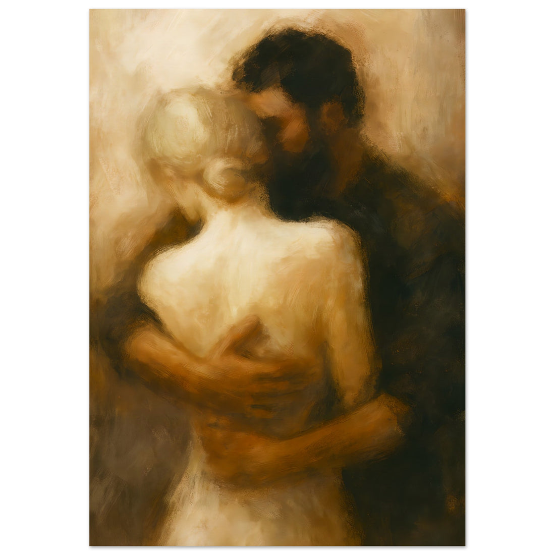 Soft Romantic Embrace Art - Abstract Couple Painting