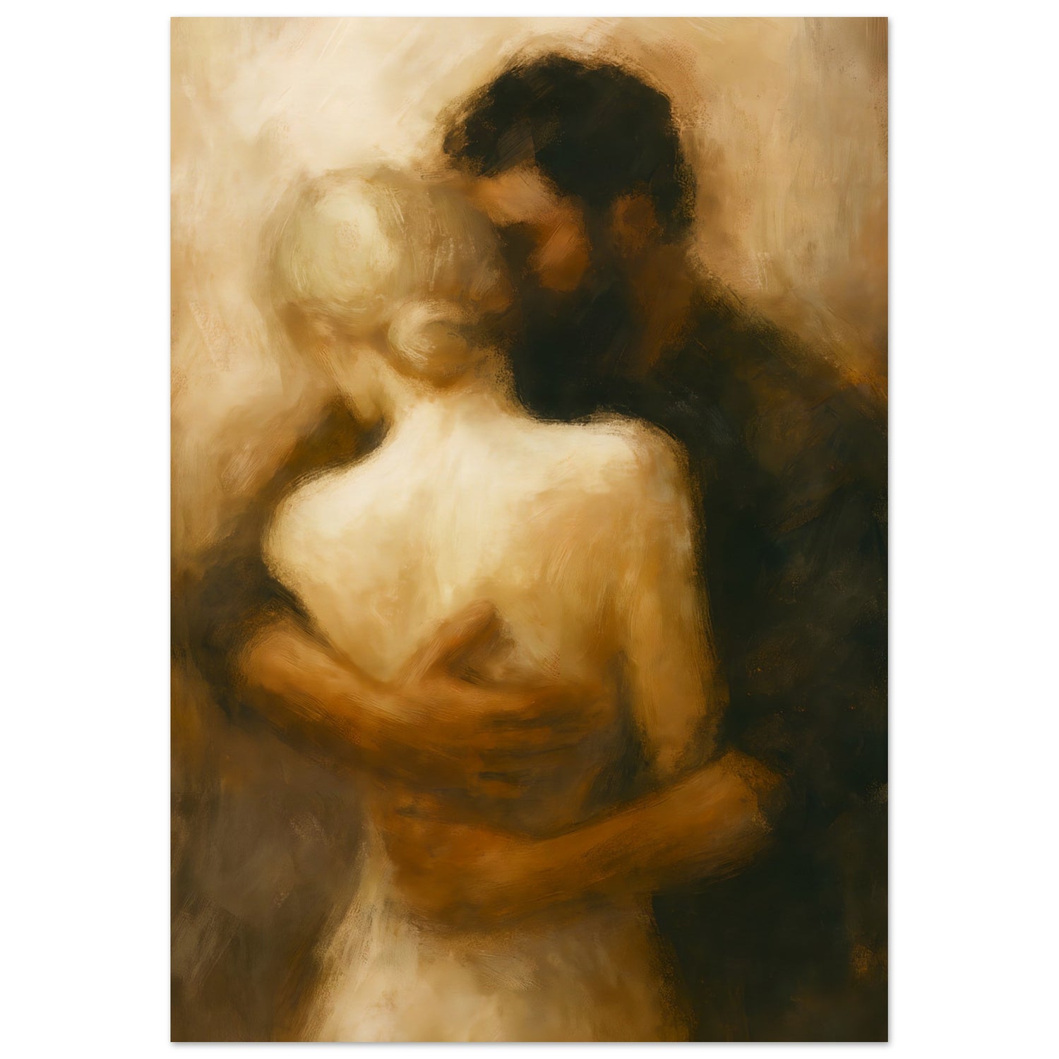Soft Romantic Embrace Art - Abstract Couple Painting