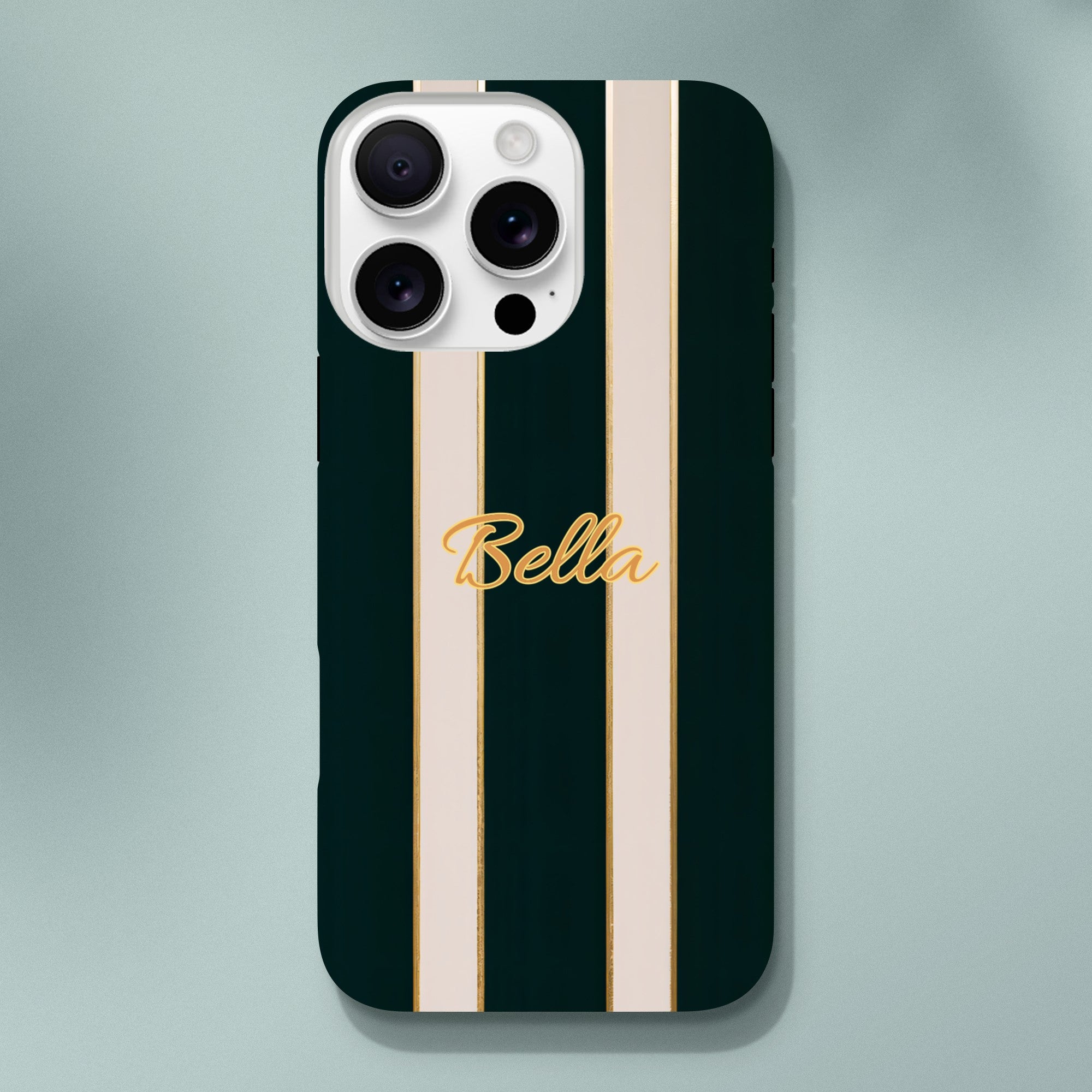Elegant Striped Phone Case - Black &amp; Cream Design with Gold Accents for iPhone &amp; Samsung | Luxury Protection
