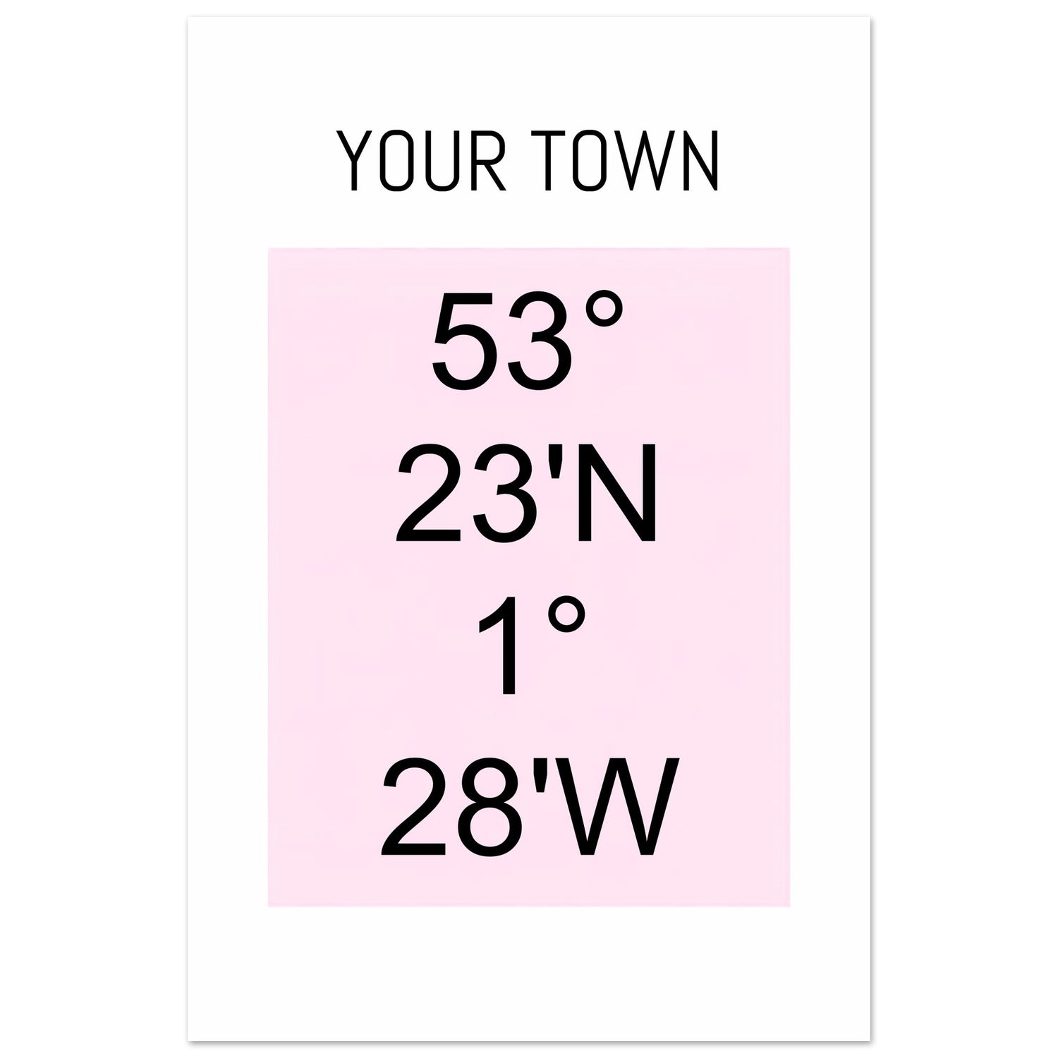 Personalized Map or Custom Location Coordinates Poster Print | Minimalist Unframed Wall Art Decor A3 A4 A5 40x60 cm 16x24″ Black and Pink