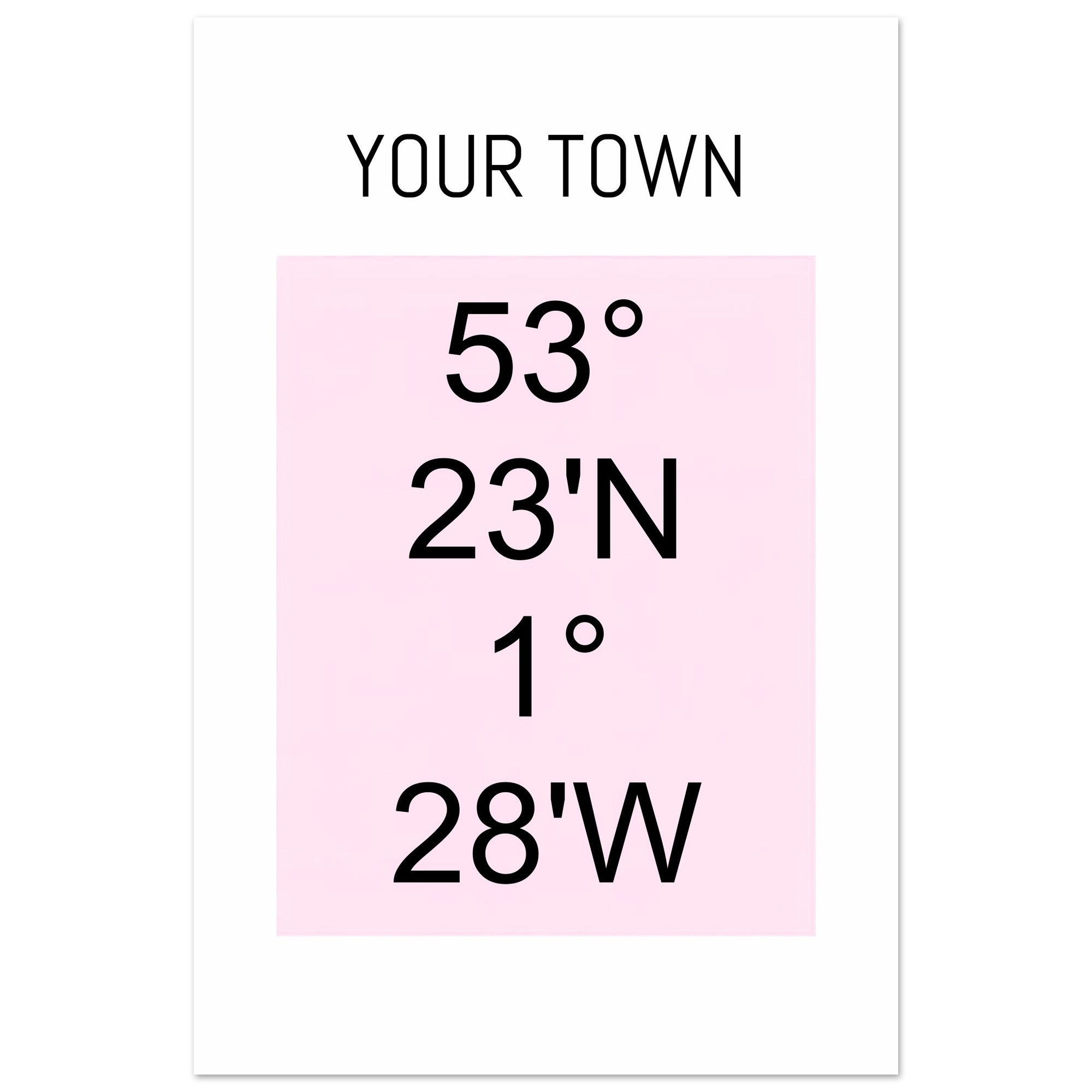 Personalized Map or Custom Location Coordinates Poster Print | Minimalist Unframed Wall Art Decor A3 A4 A5 40x60 cm 16x24″ Black and Pink