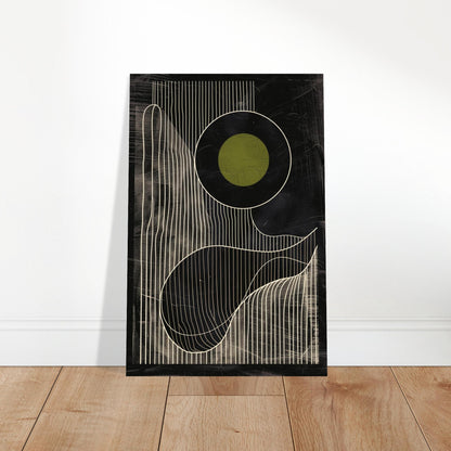 Olive Eclipse: Linear Noir Abstraction - Modern Minimalist Wall Art Print 40x60 cm 16x24″