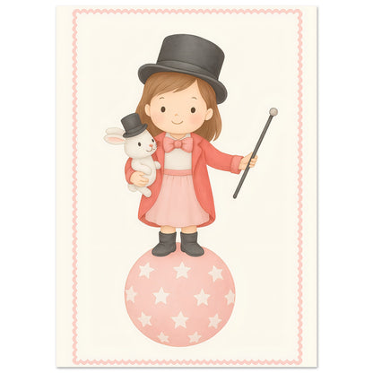Whimsical Circus Girl Poster - Classic Wall Art for Kids Nursery - Fun &amp; Playful Decor Print