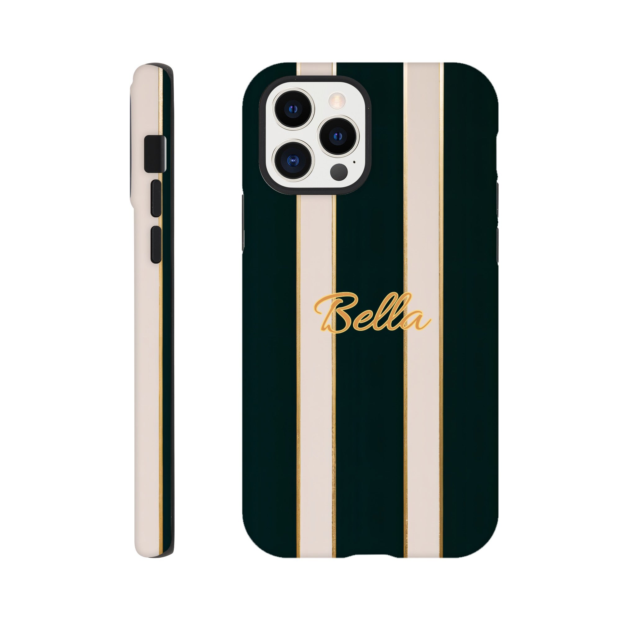 Elegant Striped Phone Case - Black &amp; Cream Design with Gold Accents for iPhone &amp; Samsung | Luxury Protection iPhone 12 Pro