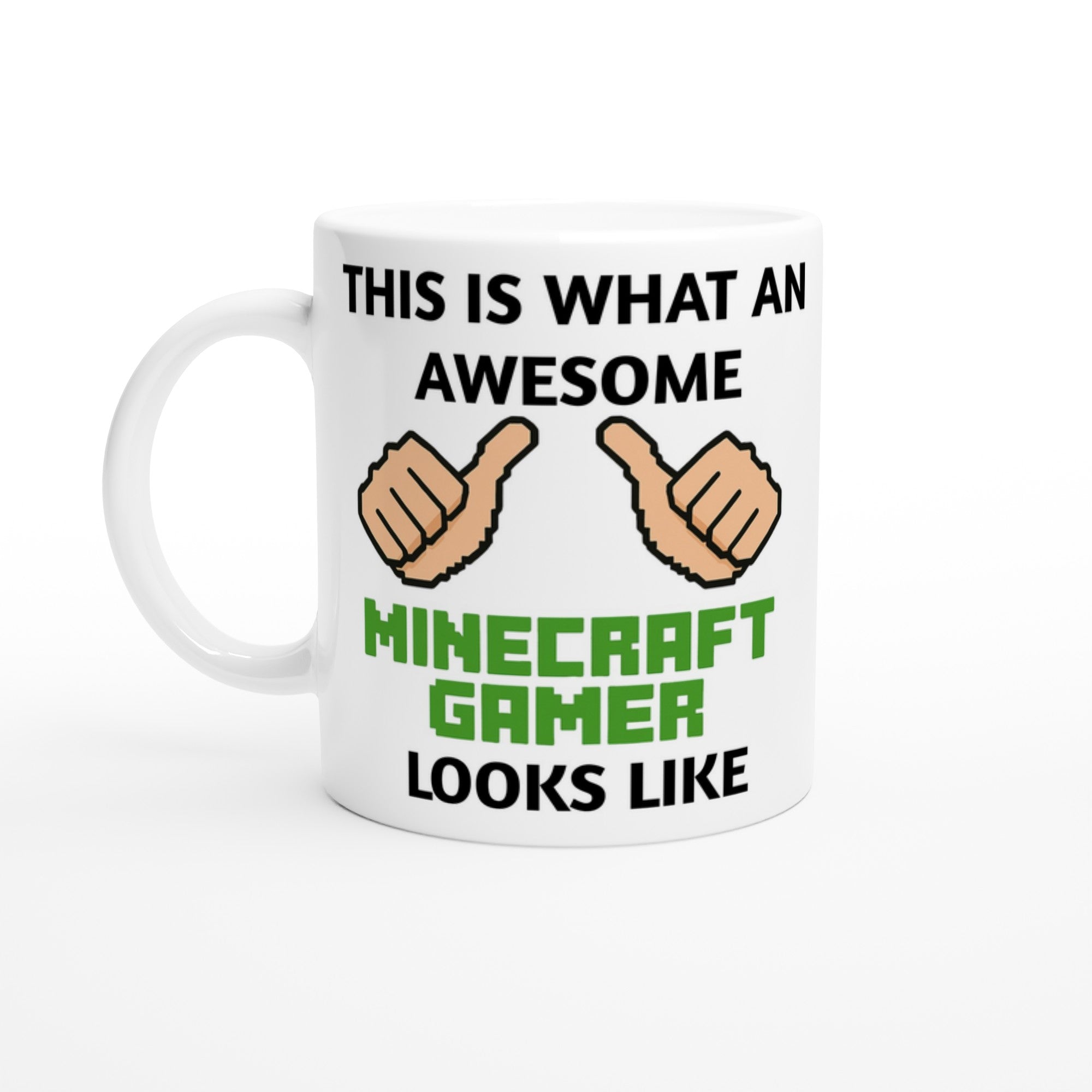 Minecraft Gamer Mug - 11oz Coffee Cup Gift for Kids &amp; Teens Ceramic White