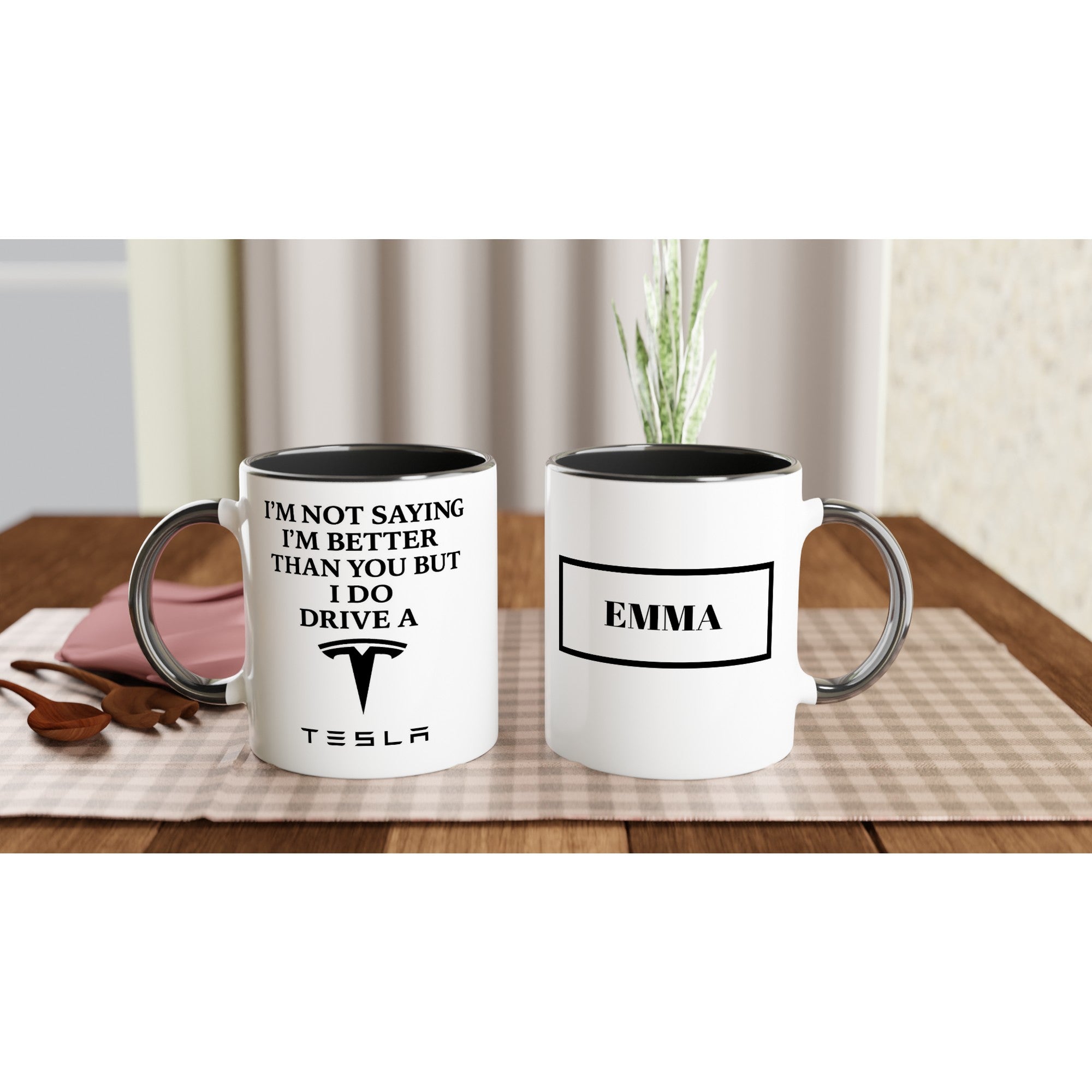 Electric Dreams - Personalized Tesla Ceramic Mug Ceramic Black
