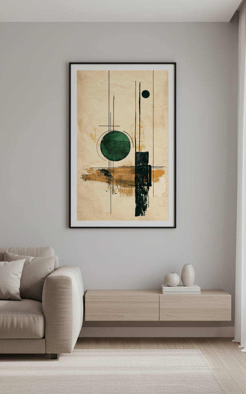 Emerald Axis – Abstract Geometric Art Print