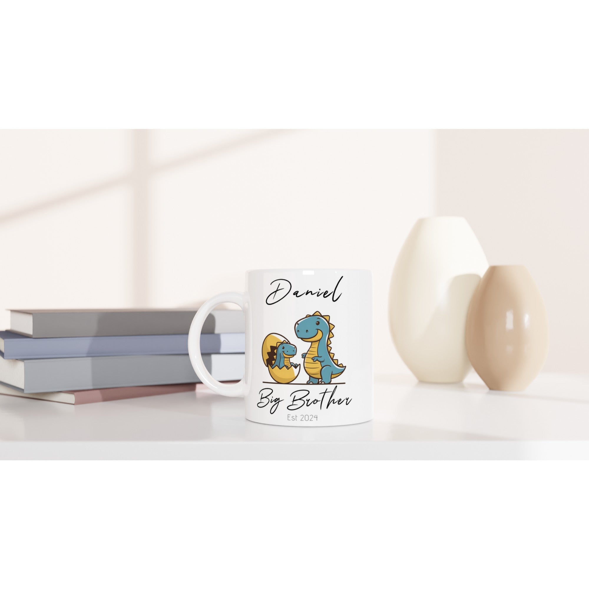 Personalized Dinosaur Big Brother Mug - Custom Name Printed siblings Coffee Cup, Big Brother Cup, Tea Mug, Pregnancy Announcement, 11oz