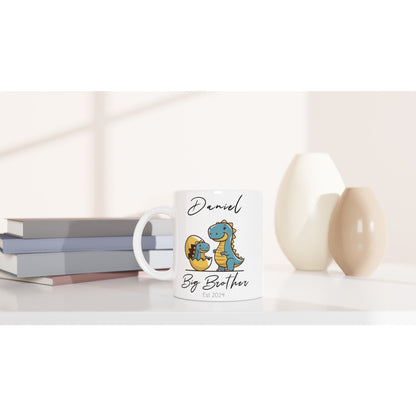 Personalized Dinosaur Big Brother Mug - Custom Name Printed siblings Coffee Cup, Big Brother Cup, Tea Mug, Pregnancy Announcement, 11oz