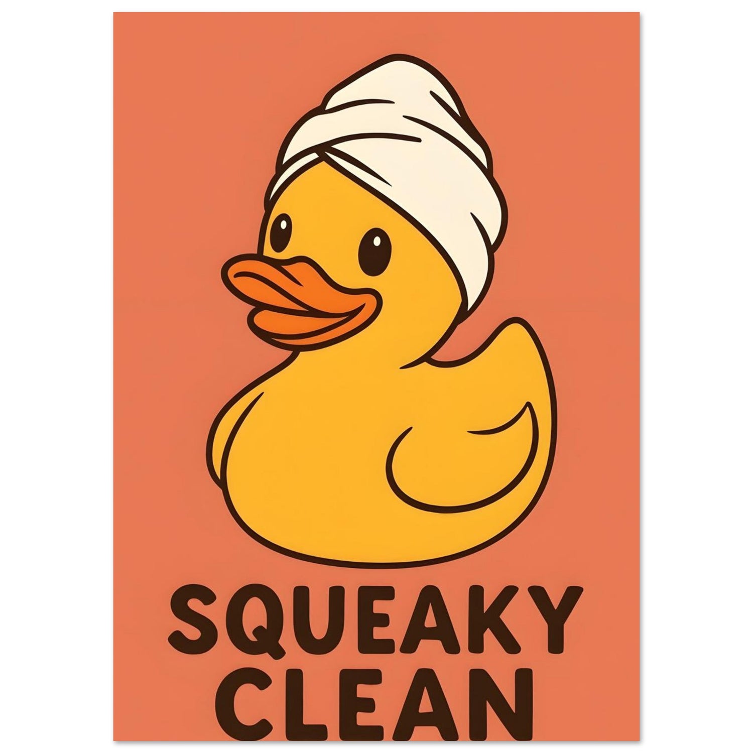Squeaky Clean Poster - Fun Bathroom Art - Perfect for Home Decor 13x18 cm 5x7″ Orange
