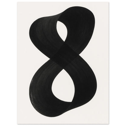 Infinity Abstract Brushstroke Art Print - Modern Minimalist Poster in Pink, Blue, Ochre, Black 75x100 cm 30x40″ Black