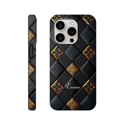 Personalized iPhone 16 and 15 Pro Max Cover,Luxury Checkers Pattern Tough Case,Custom Design,iPhone 16,15,14,13,12,11 iPhone 15 Pro