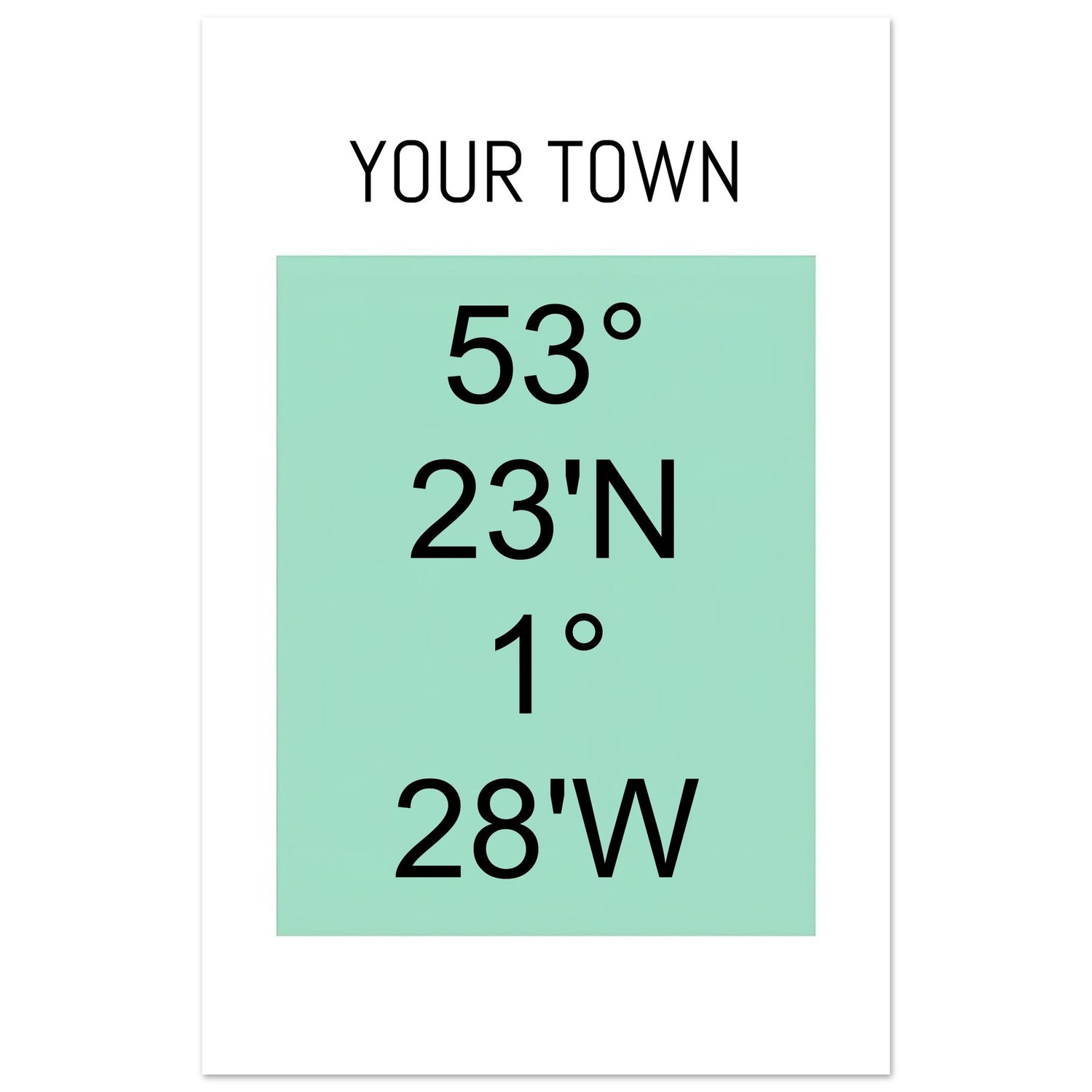 Personalized Map or Custom Location Coordinates Poster Print | Minimalist Unframed Wall Art Decor A3 A4 A5 28x43 cm XL (11x17″) Black and Green