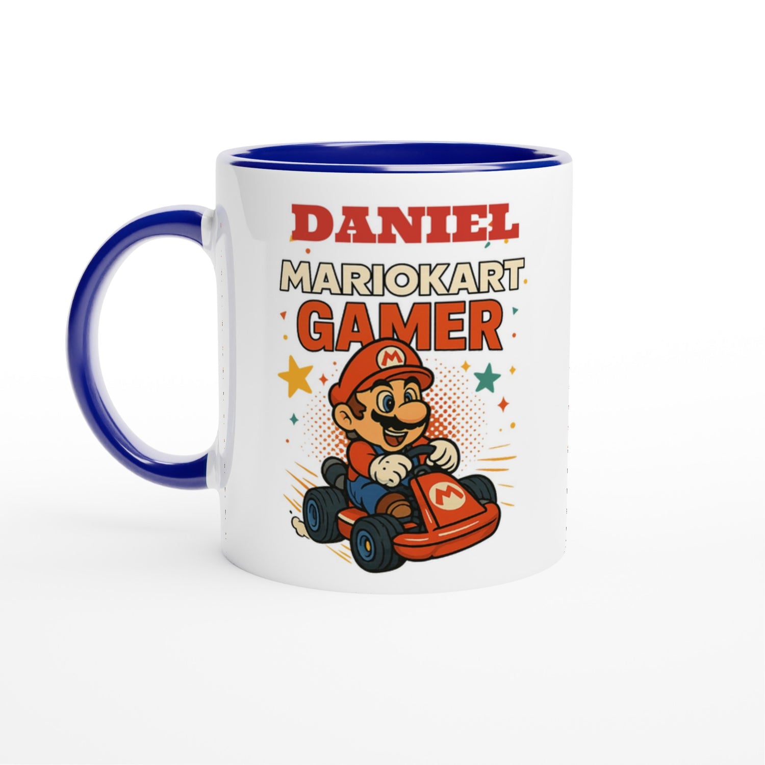 Custom Mario Kart Gamer Mug – Funny Gift for Gamers – 11oz Coffee Cup Ceramic Blue