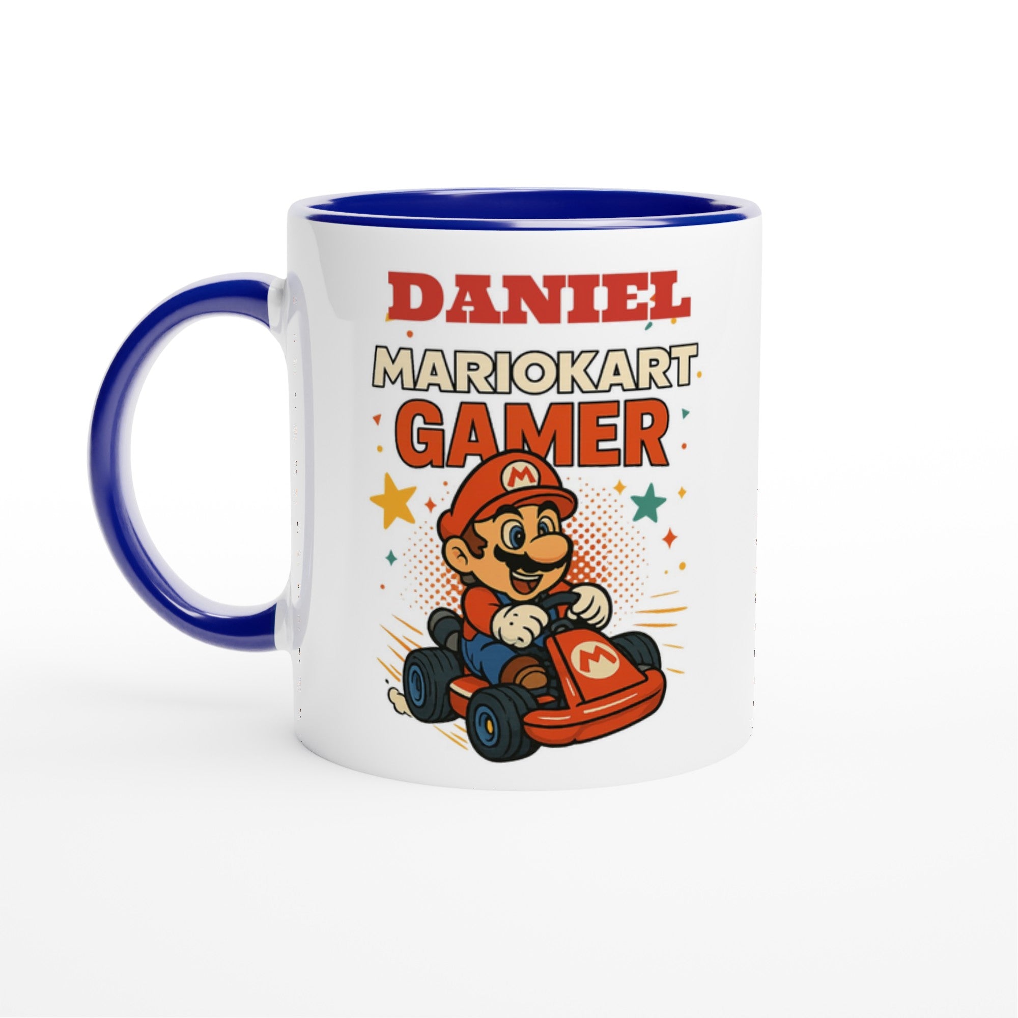 Custom Mario Kart Gamer Mug – Funny Gift for Gamers – 11oz Coffee Cup Ceramic Blue