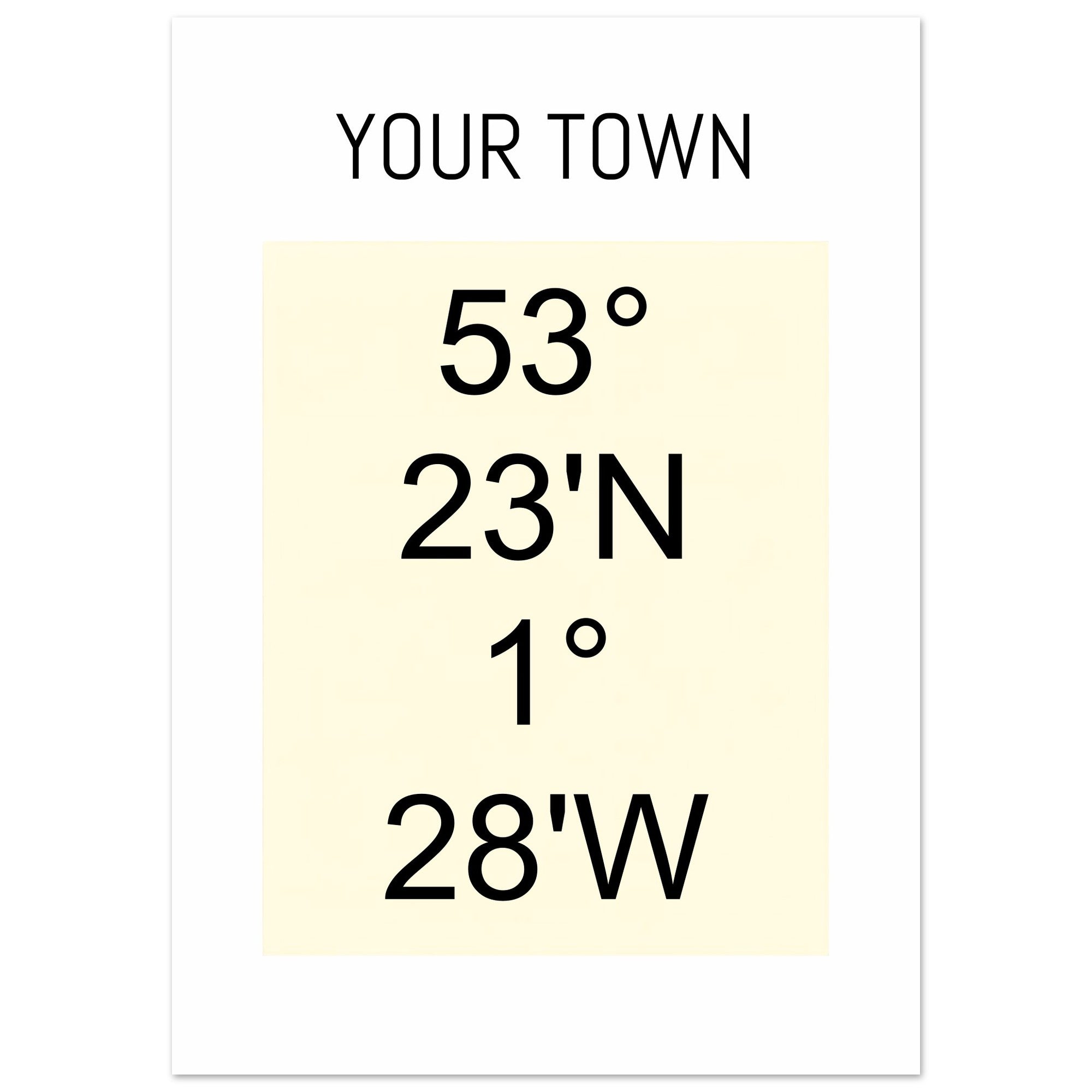 Personalized Map or Custom Location Coordinates Poster Print | Minimalist Unframed Wall Art Decor A3 A4 A5 A0 (84.1 x 118.9 cm) Beige and Black