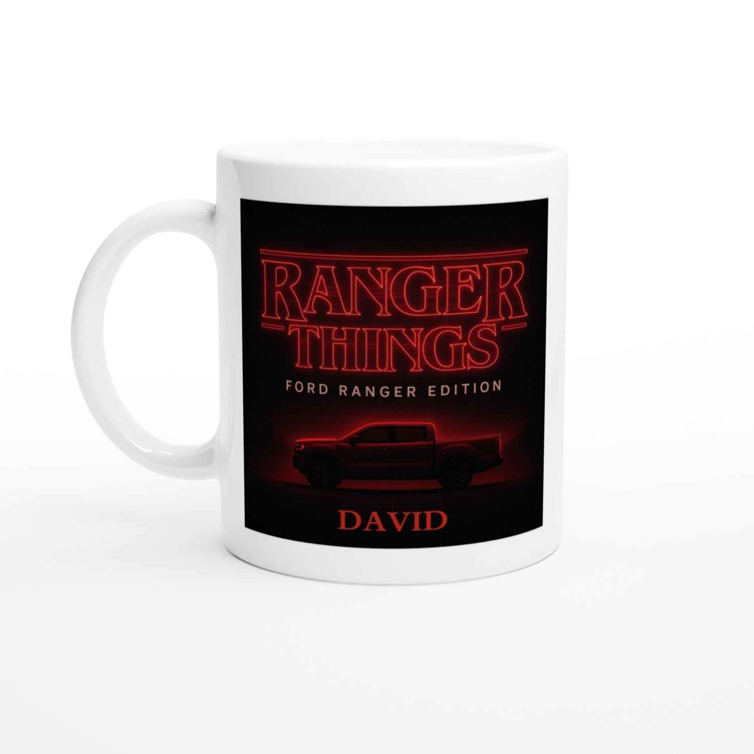Personalized Ford Ranger Things Mug - Custom Offroad Car Lover Gift | 11oz Ceramic - Inspired by Stranger Things Ceramic White