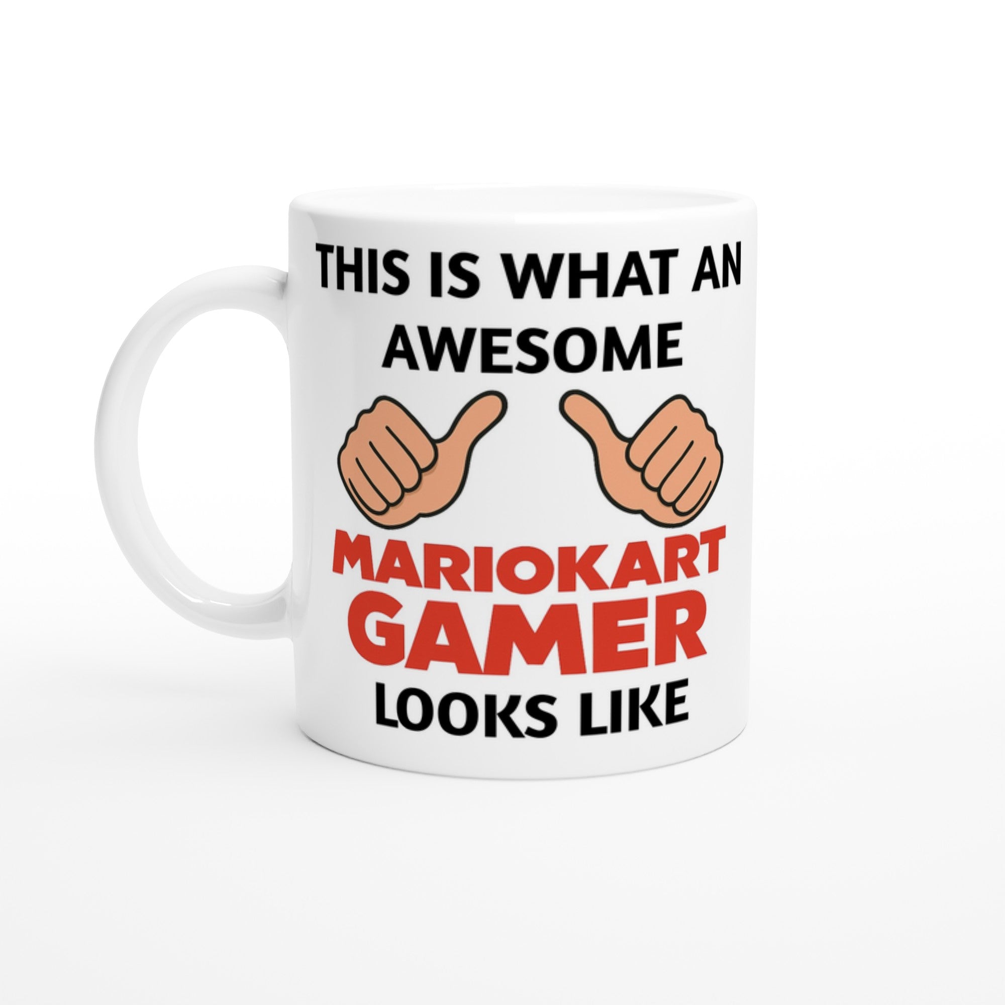 Mario Kart Gamer Mug – 11oz Coffee Cup Gift for Nintendo Fans Ceramic White