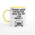 Funny Warrior Mug – 11oz Luxury Car Driver Gift, Bold Statement Coffee Cup, Mitsubishi Lover Gift for Him or Her Ceramic Yellow