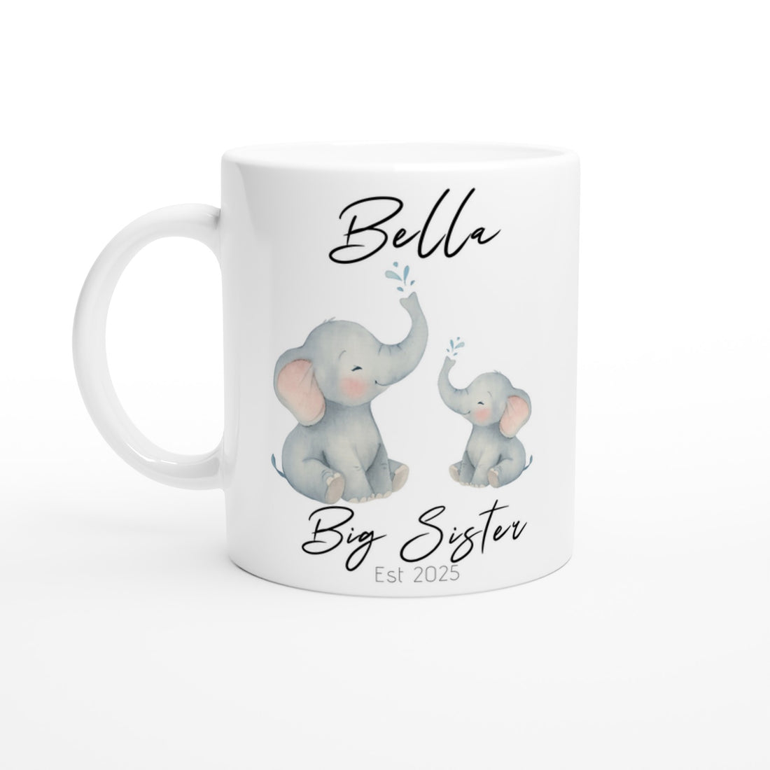 Big Sister Mug - Custom Pregnancy Announcement Gift - 11oz Ceramic Coffee Cup Ceramic White