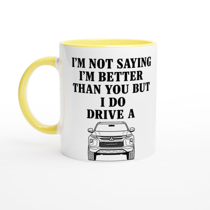 Personalized Mitsubishi Warrior Mug - 11oz Car Lover Gift - Custom Colors &amp; Design Ceramic Yellow