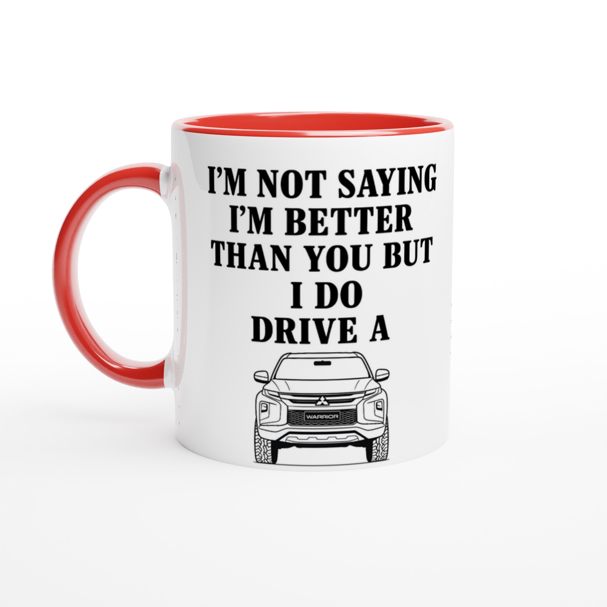 Personalized Mitsubishi Warrior Mug - 11oz Car Lover Gift - Custom Colors &amp; Design Ceramic Red