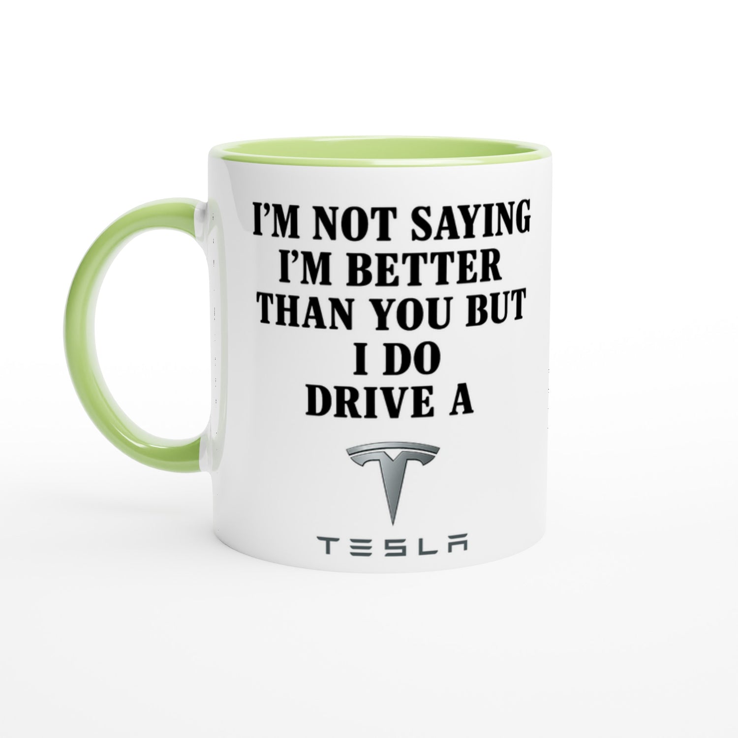 Personalized Tesla Mug - Custom Car Lover Gift - 11oz Ceramic Coffee Cup Ceramic Green