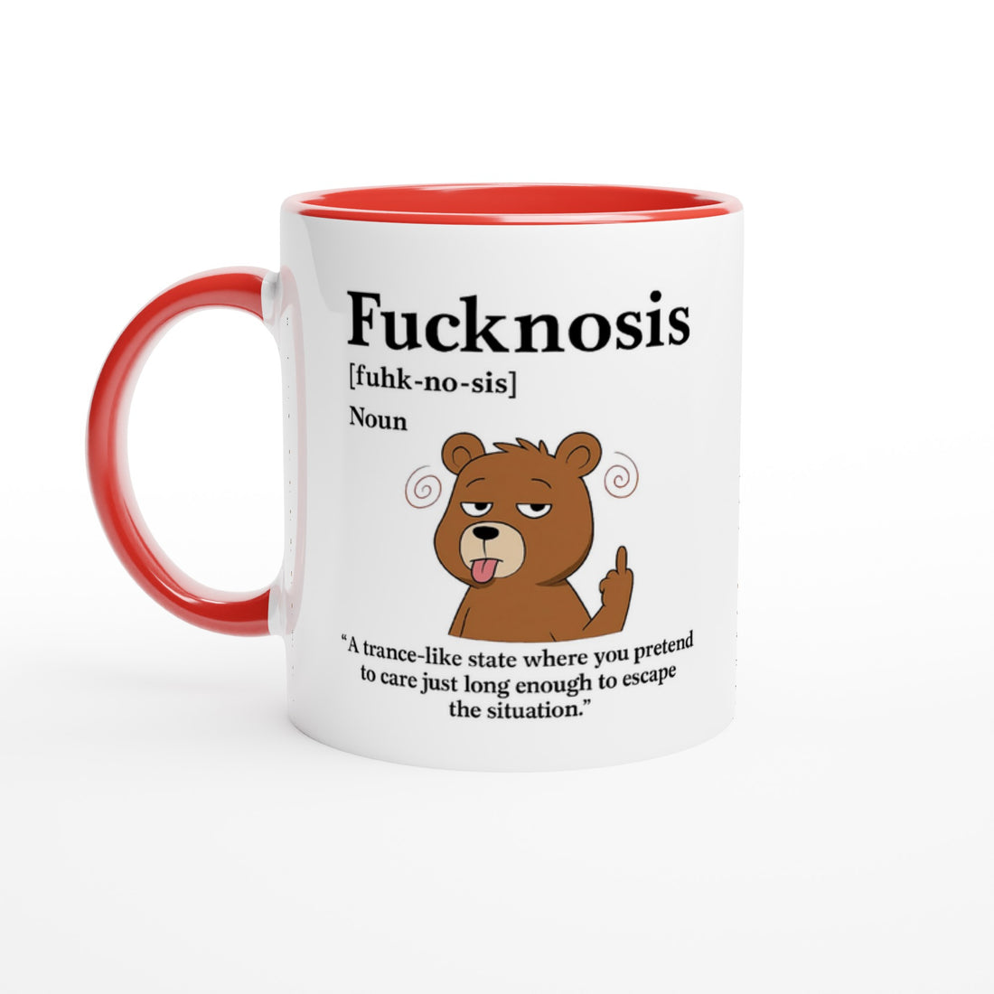 Funny F*cknosis Mug – Sarcastic Definition Coffee Cup with Dog, Cat, Bear, or Horse Design – 11oz Ceramic Humor Gift Ceramic Red Bear