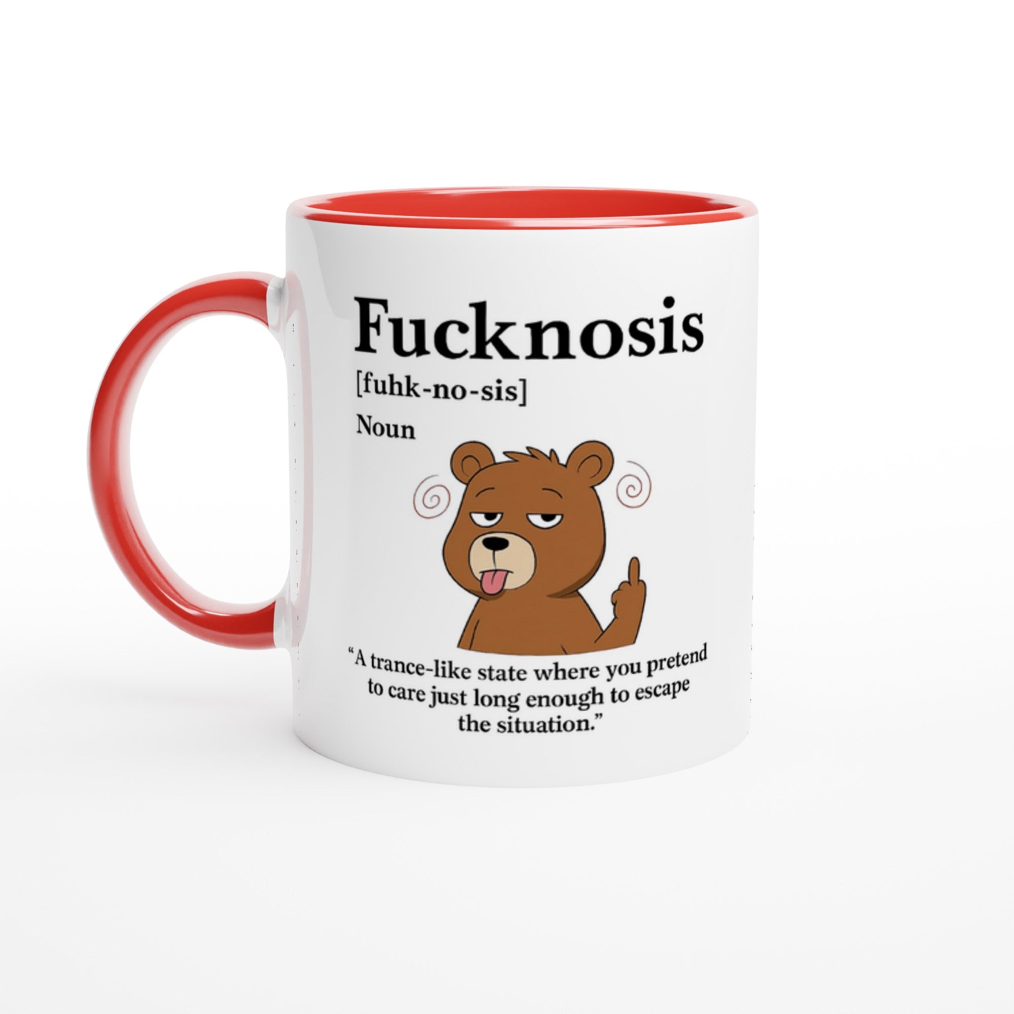 Funny F*cknosis Mug – Sarcastic Definition Coffee Cup with Dog, Cat, Bear, or Horse Design – 11oz Ceramic Humor Gift Ceramic Red Bear