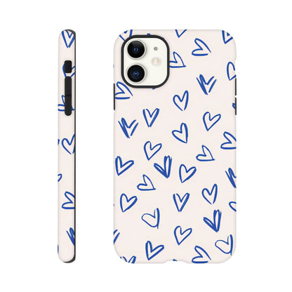 Blue Hearts Phone Case - Cute Minimalist Pattern for iPhone &amp; Samsung | Romantic Design Protection iPhone 11