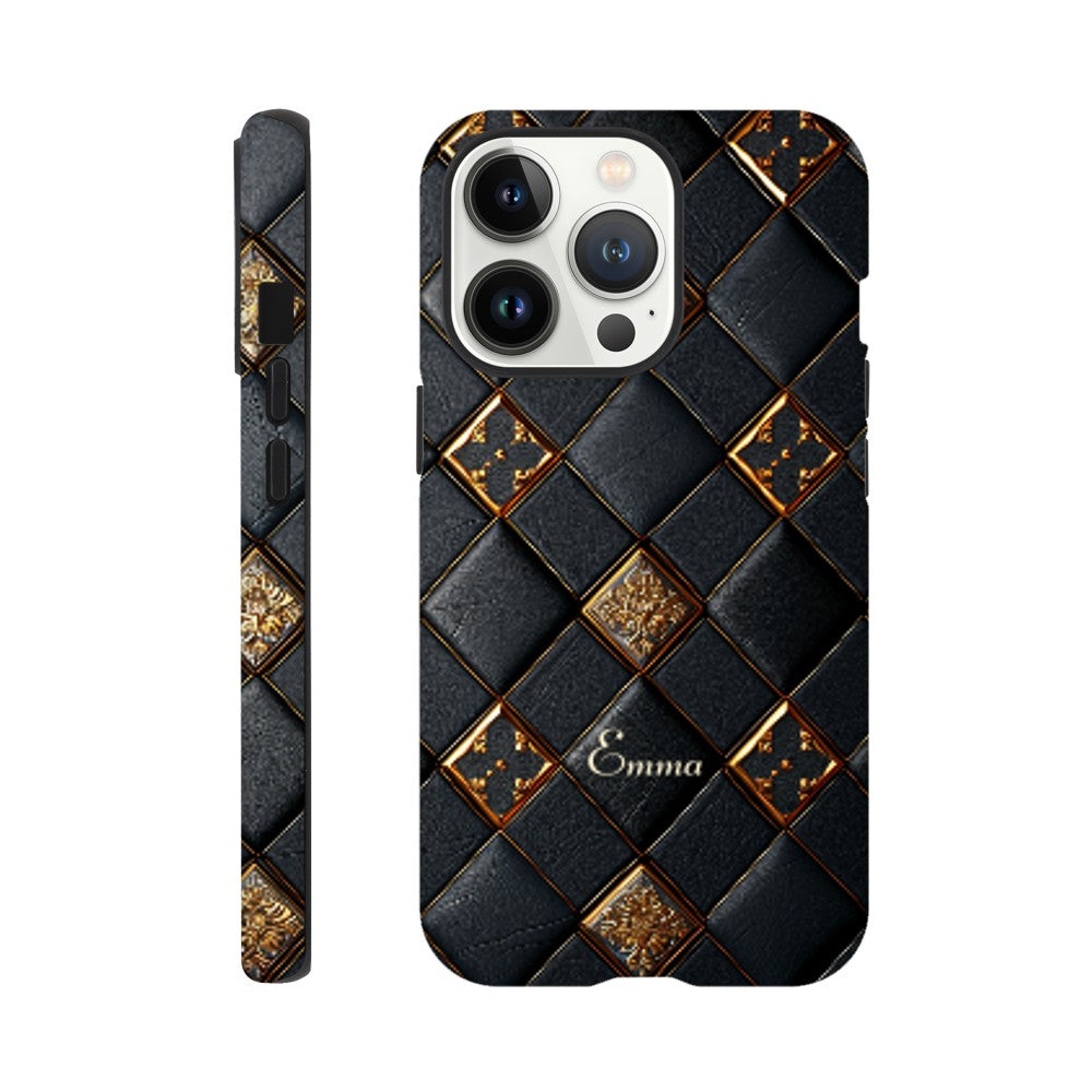 Personalized iPhone 16 and 15 Pro Max Cover,Luxury Checkers Pattern Tough Case,Custom Design,iPhone 16,15,14,13,12,11 iPhone 13 Pro