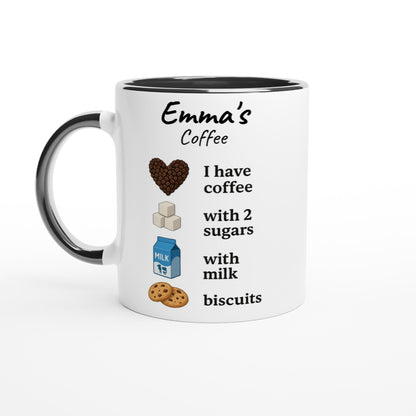 Personalized Coffee Mug - Custom Name Mug with Colorful Rim - Perfect Gift for Coffee Lovers Ceramic Black