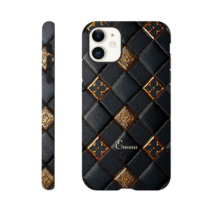 Personalized iPhone 16 and 15 Pro Max Cover,Luxury Checkers Pattern Tough Case,Custom Design,iPhone 16,15,14,13,12,11 iPhone 11
