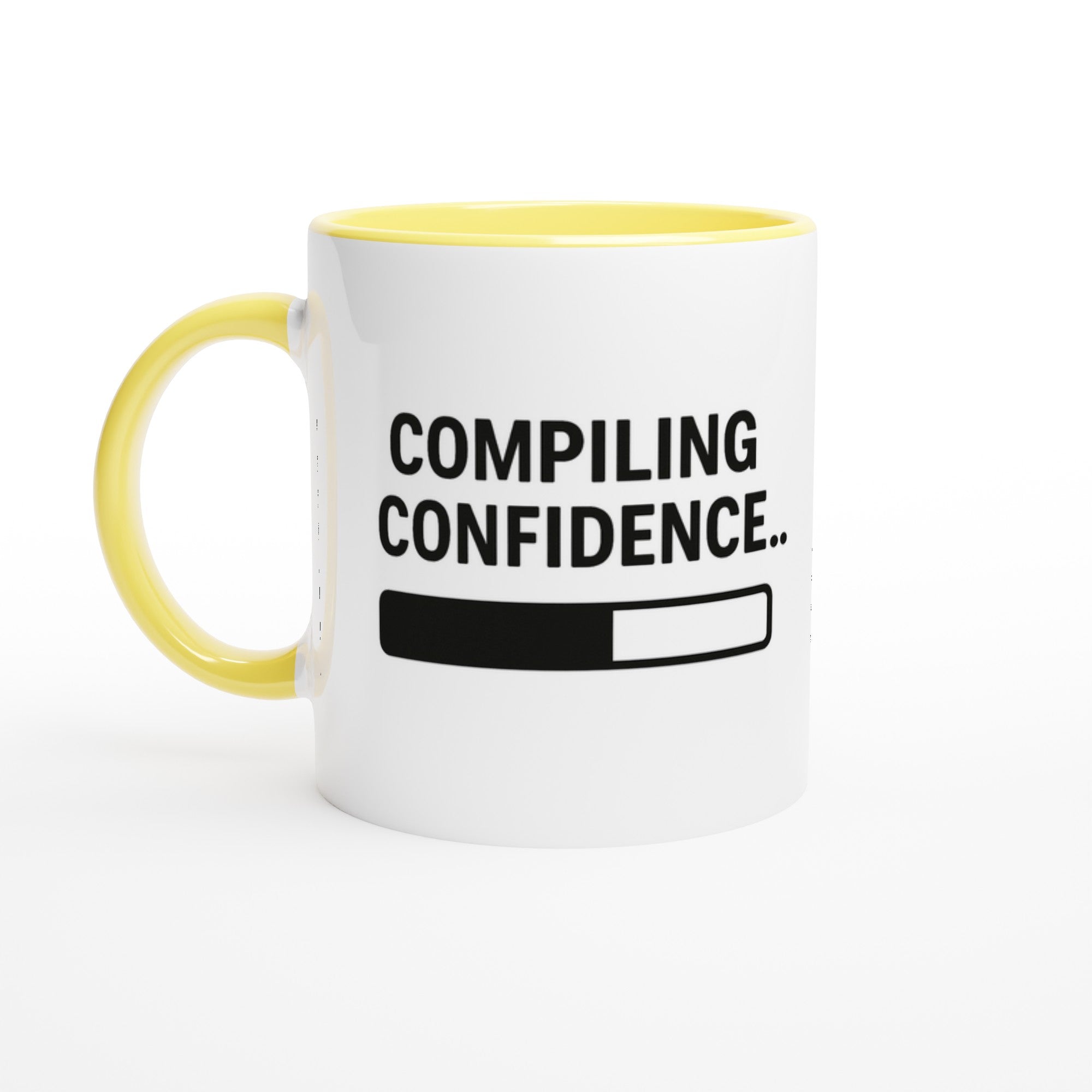 Compiling Confidence Mug - Fun Gift for Young Coders &amp; Tech Wizards - Dishwasher Safe Ceramic 11oz Ceramic Yellow