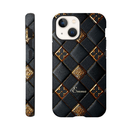 Personalized iPhone 16 and 15 Pro Max Cover,Luxury Checkers Pattern Tough Case,Custom Design,iPhone 16,15,14,13,12,11 iPhone 13 Mini