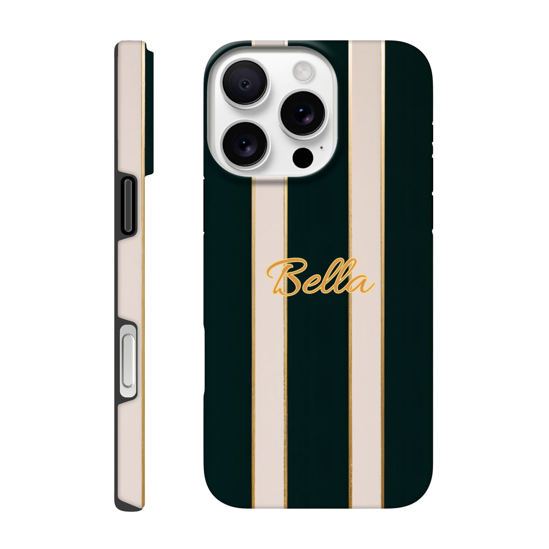 Elegant Striped Phone Case - Black & Cream Design with Gold Accents for iPhone & Samsung | Luxury Protection