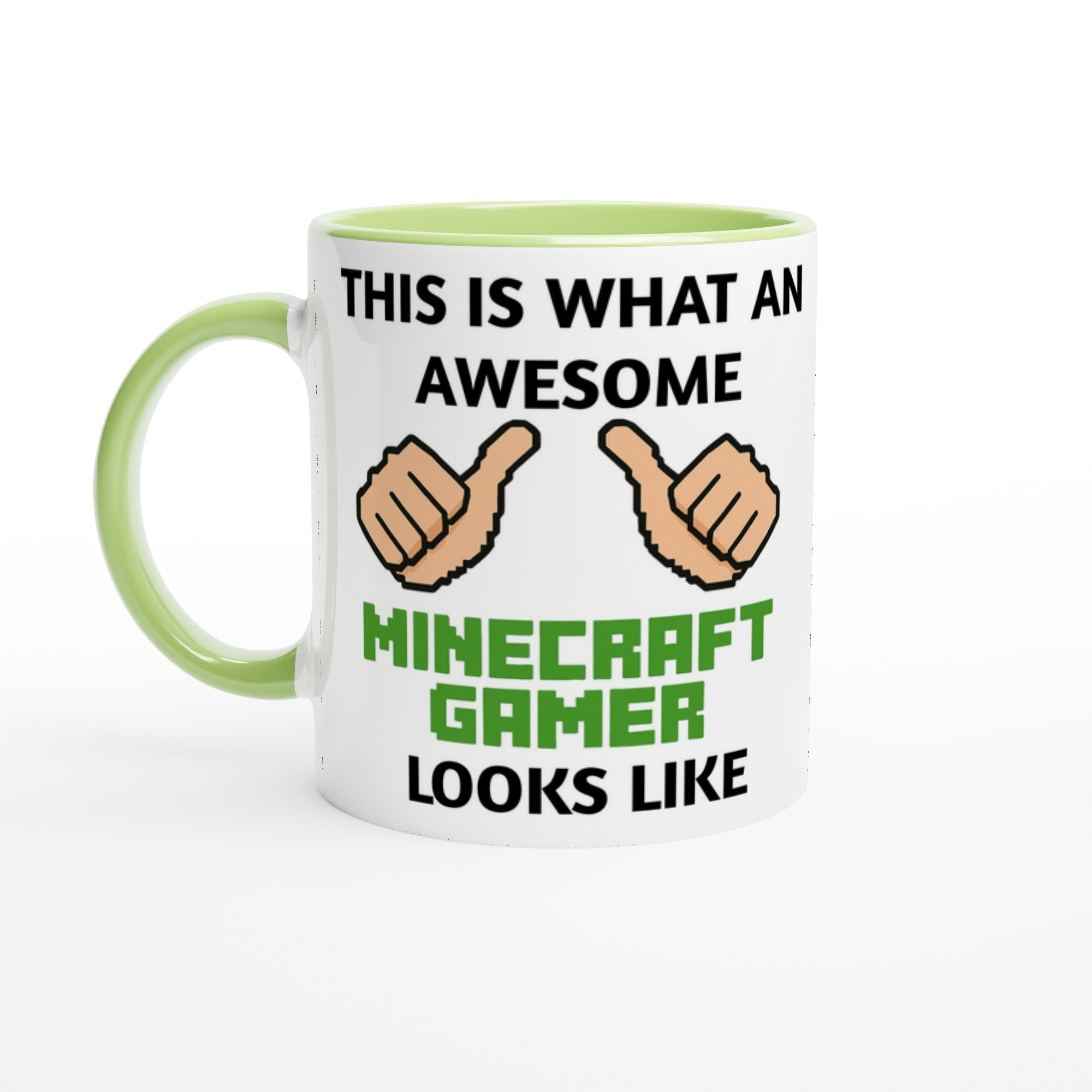 Minecraft Gamer Mug - 11oz Coffee Cup Gift for Kids &amp; Teens Ceramic Green