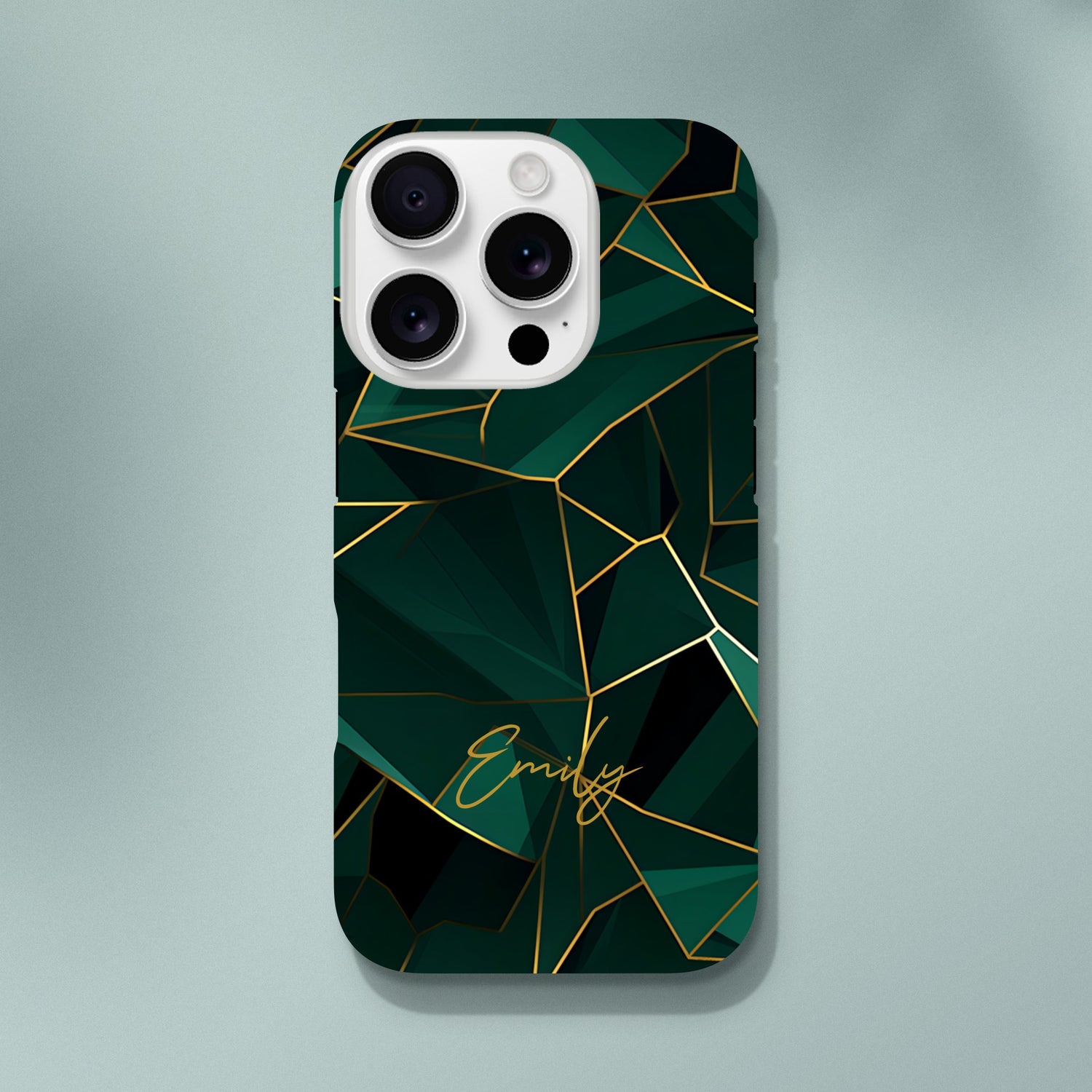 Personalized Emerald Green Tough iPhone Case - Luxury Double-Layer Protection