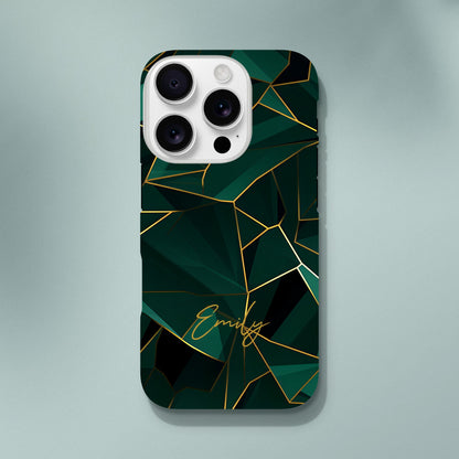 Personalized Emerald Green Tough iPhone Case - Luxury Double-Layer Protection