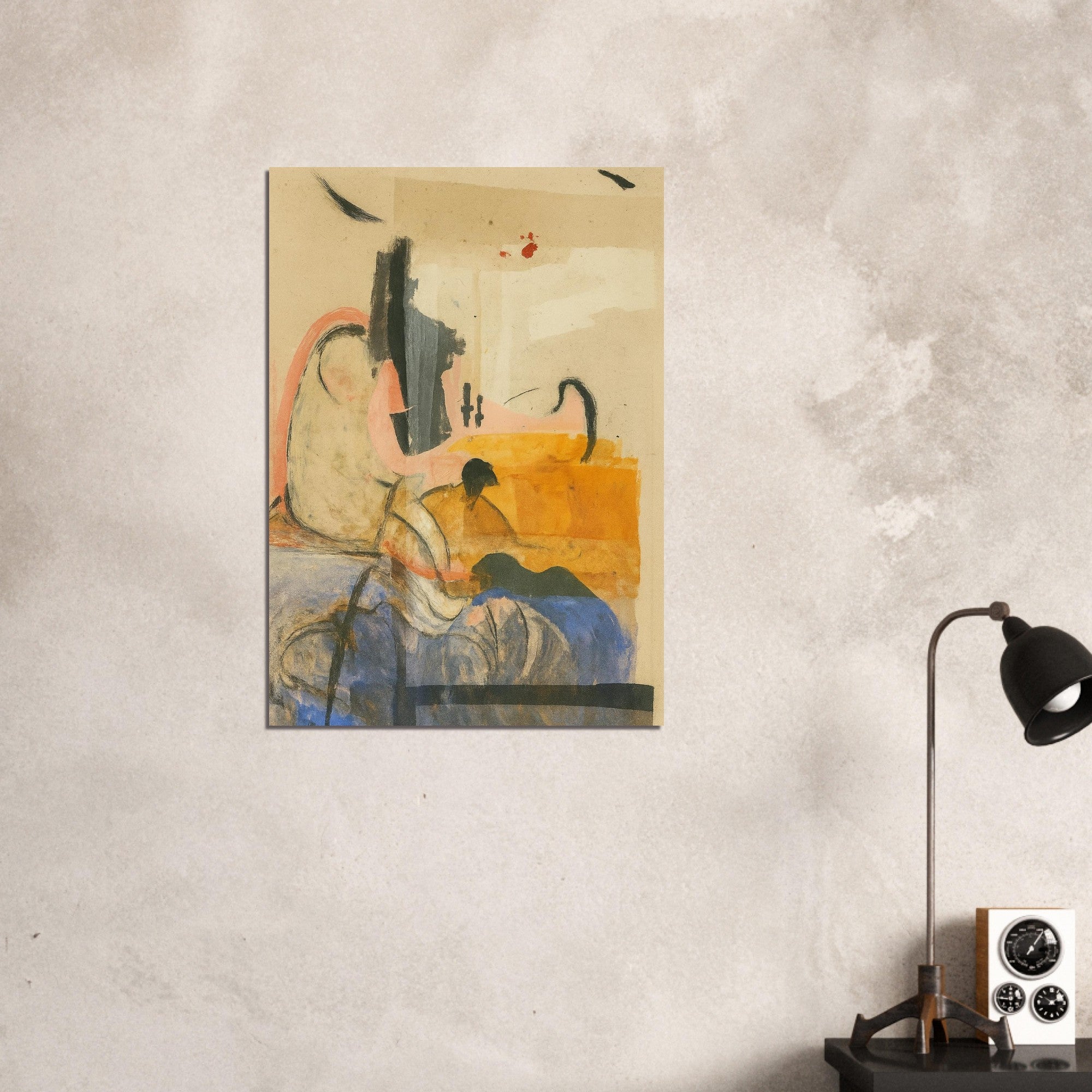 Echoes in Ochre: Modern Abstract Watercolor Poster (A3 Size | Vertical | Textured Art Print) A1 (59.4 x 84.1 cm)