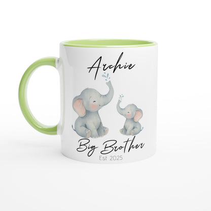 Big Brother or Big Sister Mug - Custom Pregnancy Announcement Gift - 11oz Ceramic Coffee Cup Ceramic Green