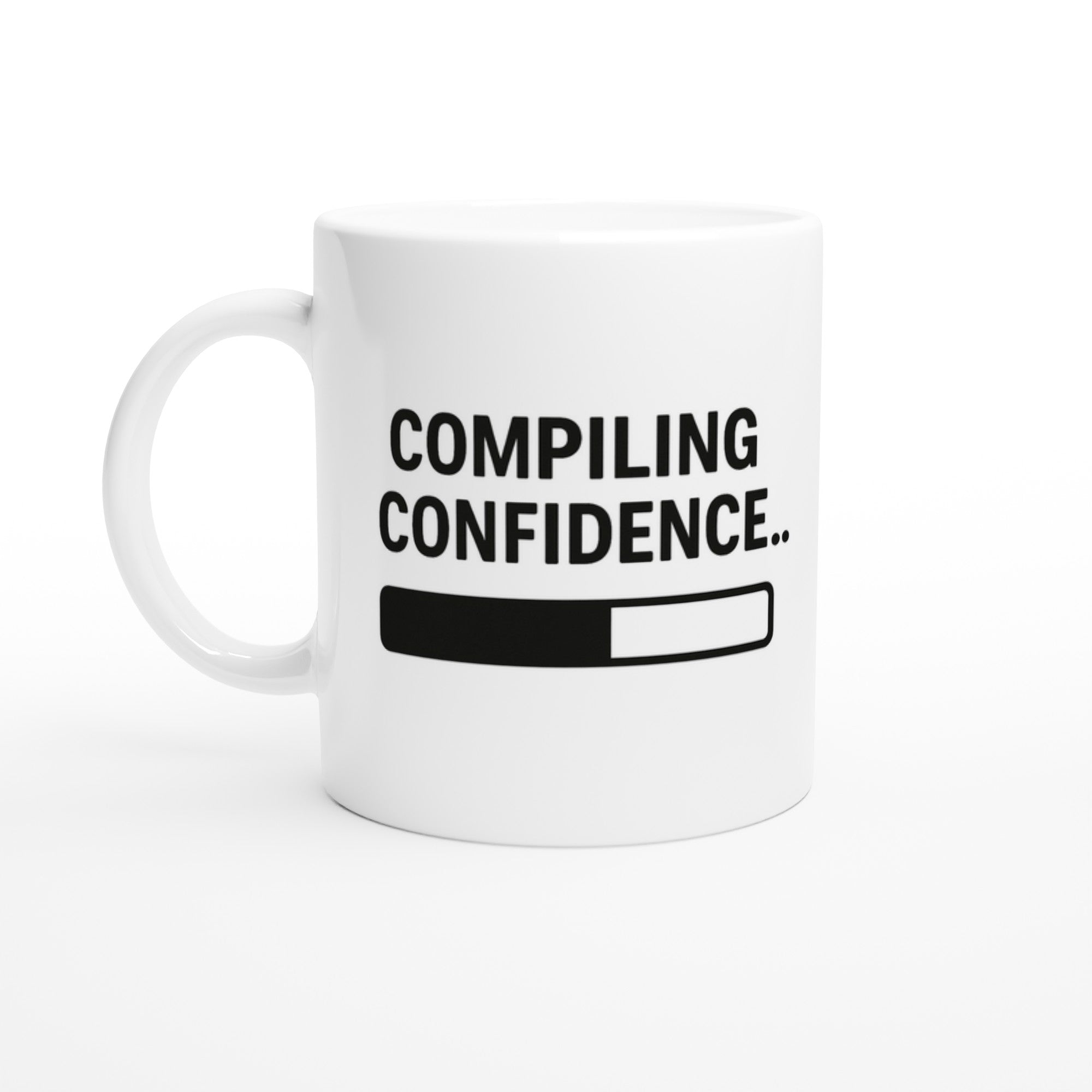 Compiling Confidence Mug - Fun Gift for Young Coders &amp; Tech Wizards - Dishwasher Safe Ceramic 11oz Ceramic White