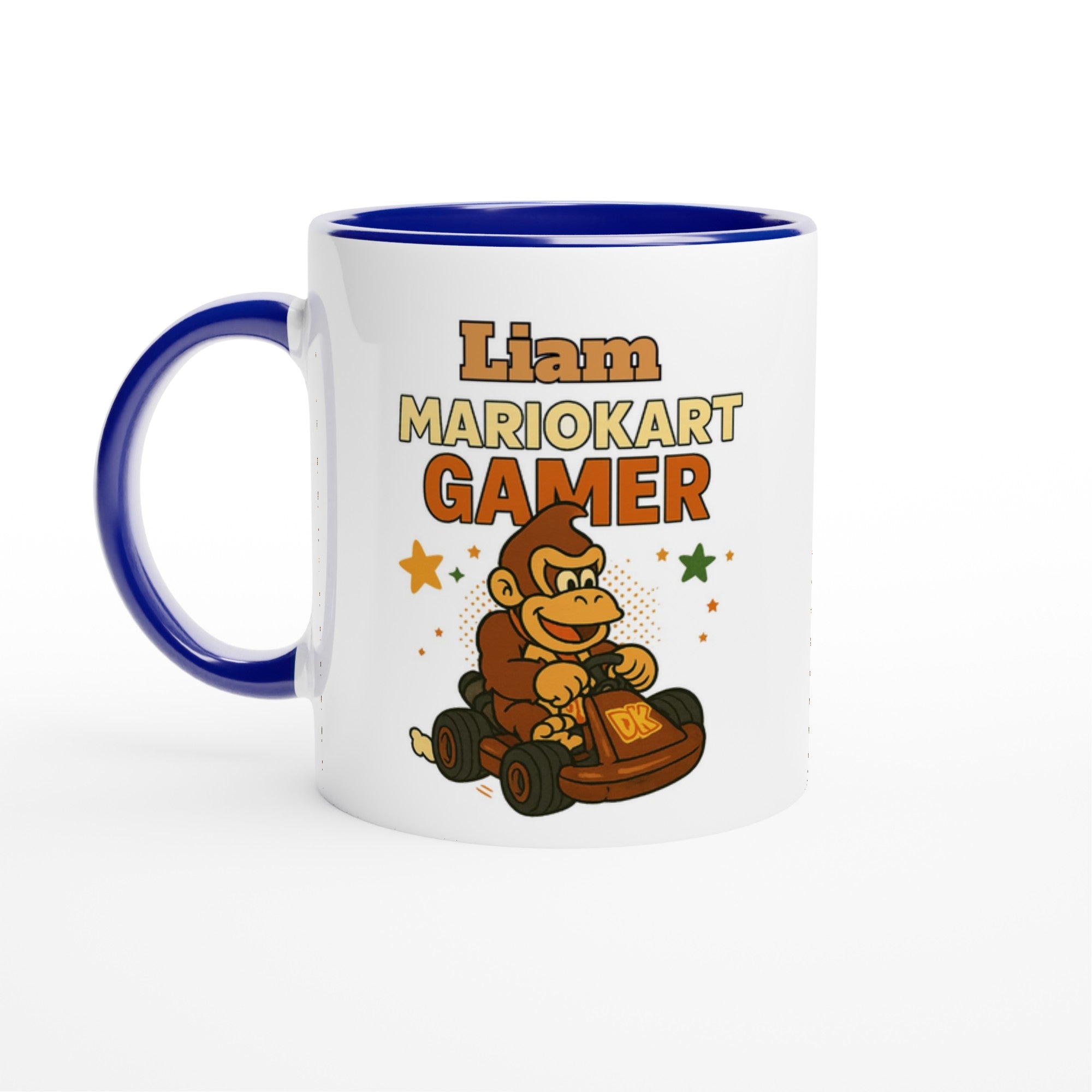 Personalized Mario Kart Gamer Mug - Donkey King Mug - Funny Gift for Gamers - 11oz Ceramic Coffee Cup Ceramic Blue